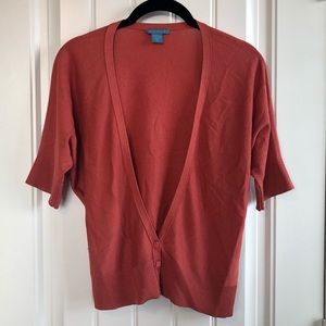 White + Warren coral silk shrug top size M